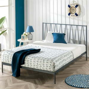 lot 1693 image: ZINUS Olga Metal Platform Bed Frame w Headboard (Queen Size)