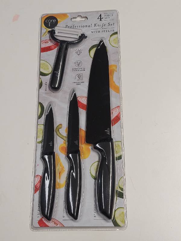 lot 6308 image: 4 Piece Knife Set with Peeler