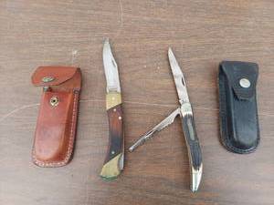 lot 5555 image: 2 knives with sheaths --Schrade and Queen Steel #46