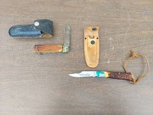 lot 5573 image: 2 knives with Sheaths
