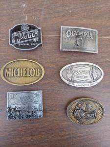lot 5620 image: 6 beer belt buckles