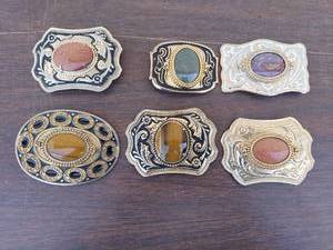 lot 5636 image: 6 belt buckles with stones