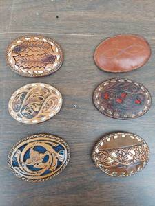 lot 5701 image: 6 leather belt buckles