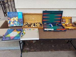 lot 5707 image: board games- chess pieces need repair- some missing pieces