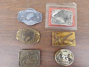 lot 5748 image: 6 belt buckles- fishing