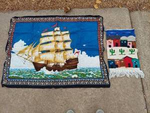 lot 5758 image: Wall decor and woven rug