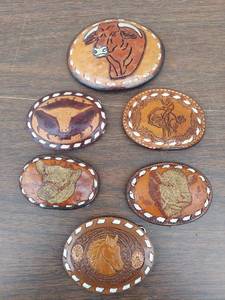 lot 5767 image: leather belt buckles