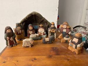 lot 9767 image: wood nativity set