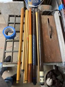 lot 9792 image: vintage pool stick lot