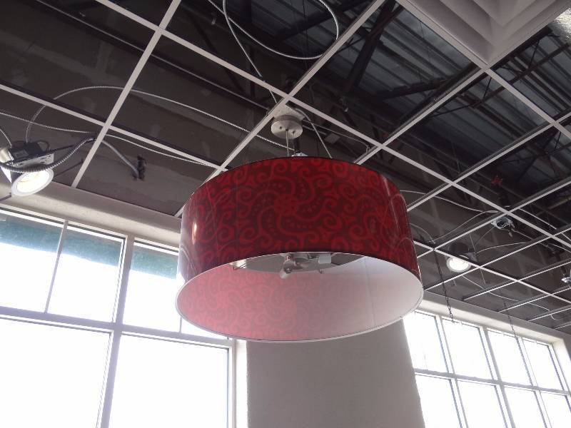 lot 2688 image: 36 Round Red  Decorative Light Fixture