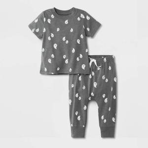 lot 357 image: Baby Boys 2pc Ghost Jersey Top & Bottom Set - Cat & Jack Gray 3-6M