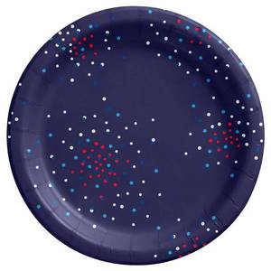 lot 1216 image: Lot of Four 20ct 8.5 Dinner Plate Confetti Stars on Navy - Sun Squad