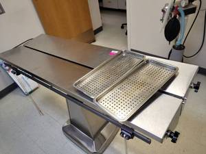 lot 5931 image: Stainless steel Surgical Table with Lift
