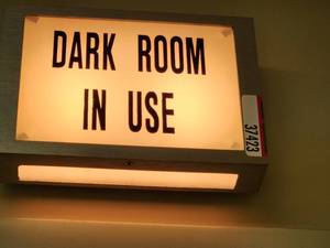 lot 37423 image: Dark Room In Use Sign