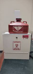 lot 37442 image: Antech Diagnostics Biohazard Wall Mount Storage Box W Winfield Sharps-Tainer