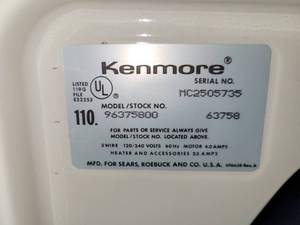 lot 37487 image: Kenmore Dryer