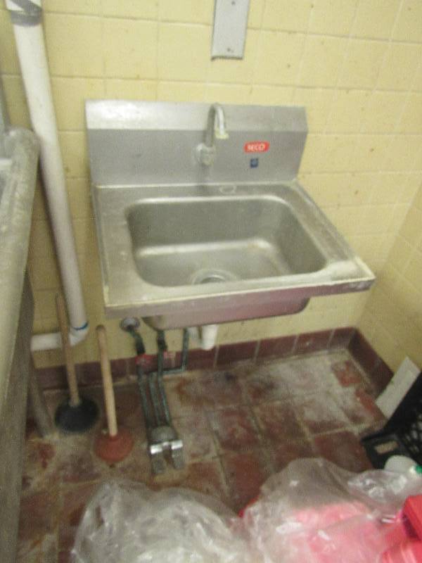 lot 346 image: Single Stainless Wall Mounted Sink