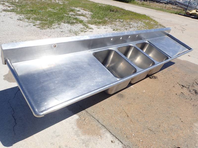 lot 227 image: All Stainless 3 Compartment Commercial Sink