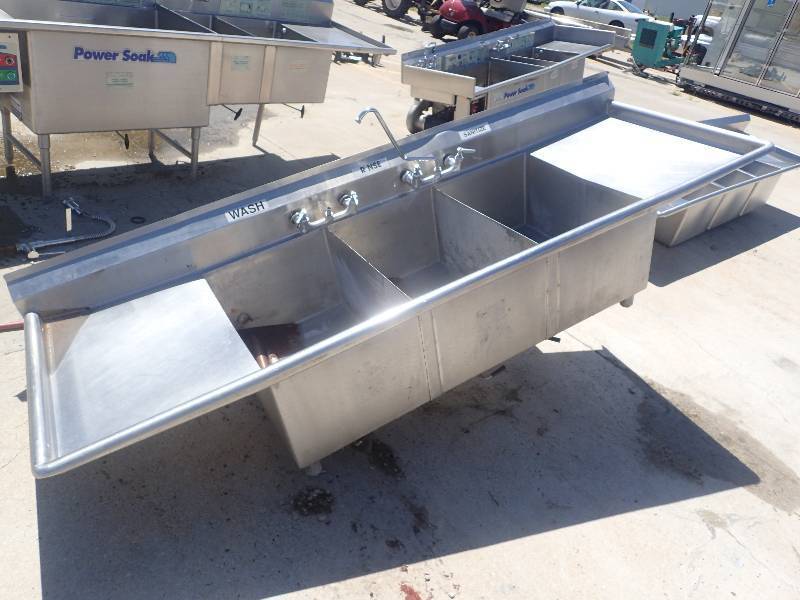 lot 229 image: All Stainless 3 Compartment Commercial Sink