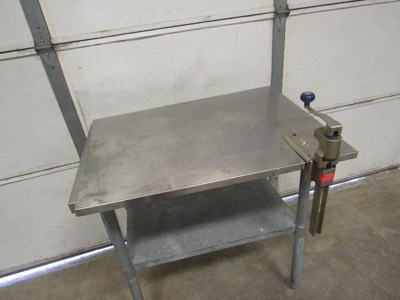 lot 805 image: 35x26 Stainless Work Top With Eldund No. 1 Can Opener