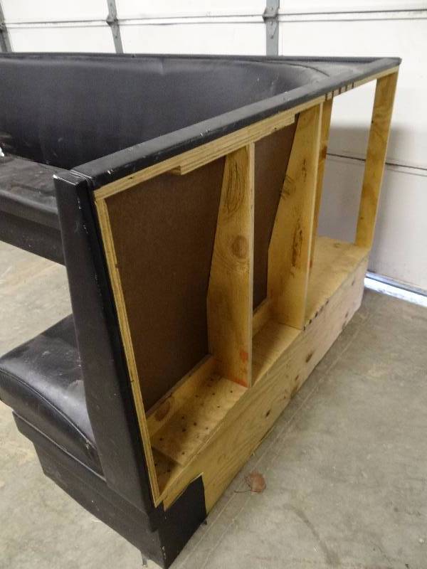 lot 641 image: Black Vinyl Padded Unfished Back Corner Seating Booth