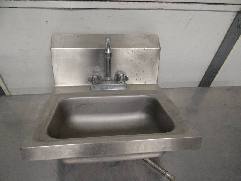 lot 754 image: All Stainless Wall Mounted Single Faucet Wash Sink