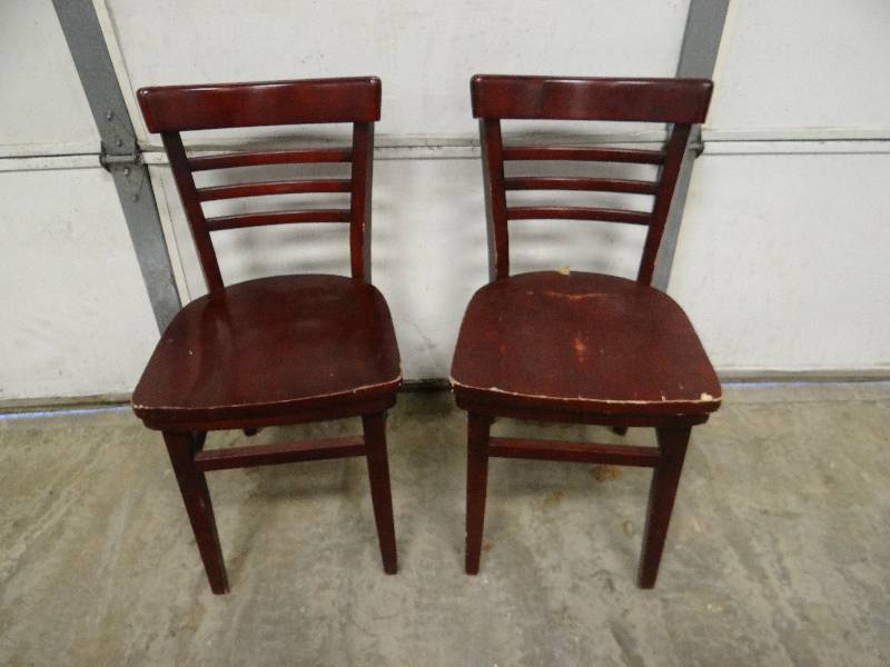 lot 715 image: (2) Solid Wood Dark Cherry Standard Height Chairs