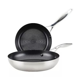 lot 1710 image: Circulon SteelShield S-Series 2-pc. Stainless Steel Nonstick Frypan Set