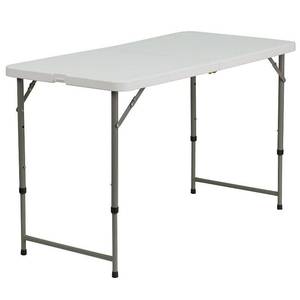 lot 1732 image: Flash Furniture 4-Foot Height Adjustable Bi-Fold Granite White Plastic Folding Table