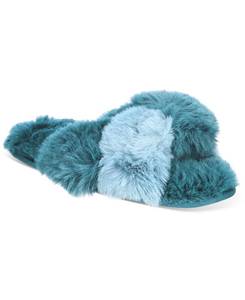 lot 1766 image: Womens Faux-Fur Solid Crossband Slippers, Created for Macys