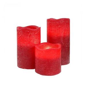 lot 1779 image: LED Candle Set of 3, Med Red, PILLAR