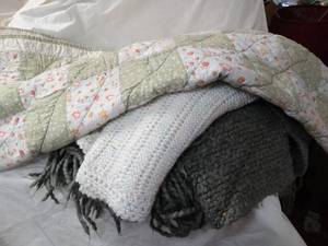 lot 17638 image: Baby Quilt and 2 Warm Handmade Throws