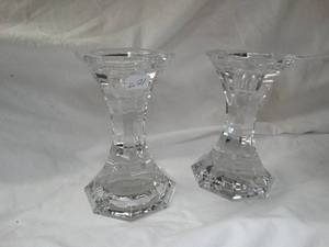 lot 17644 image: Pair of 5 Quality Crystal Candle Holders