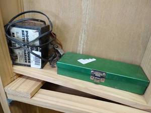 lot 17775 image: Small Battery Charger and Tools