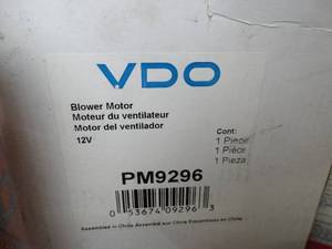 lot 17822 image: VDO Blower Motor PM9296