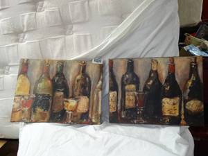 lot 17844 image: Wine Bottle On Canvas Wall Art