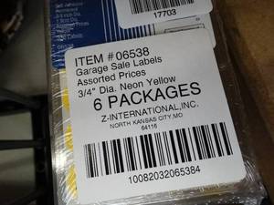 lot 17703 image: 3 x 6 Packages of Garage Sale Labels