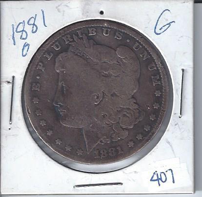 lot 1930 image: 1881 Morgan Silver Dollar