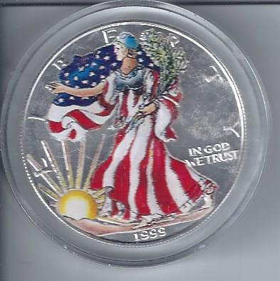 lot 1960 image: 1999 American Silver Eagle (COLOR)