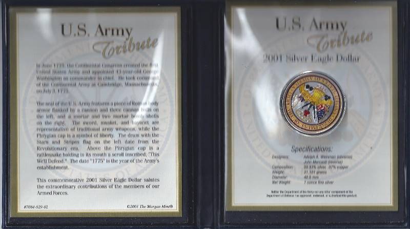 lot 1977 image: US Army Tribute Silver Round wCOA