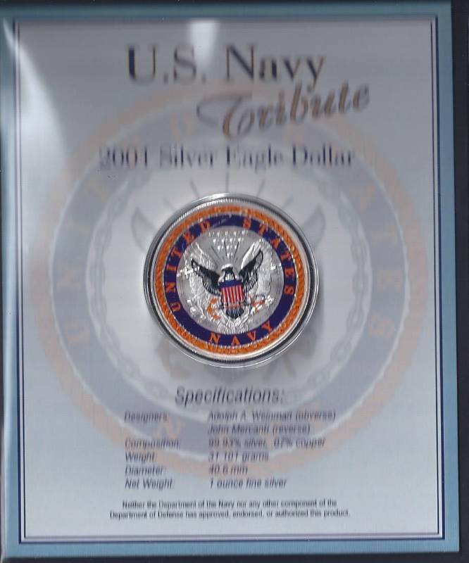 lot 1978 image: US Navy Tribute Silver Round wCOA