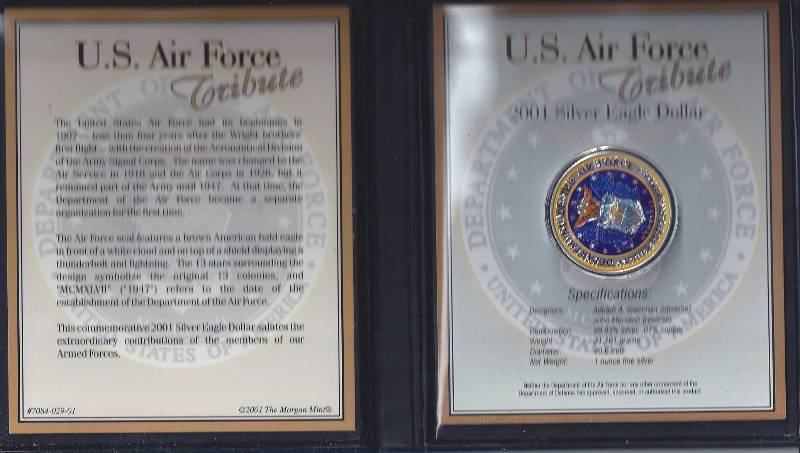 lot 1979 image: US Air Force Tribute Silver Round wCOA