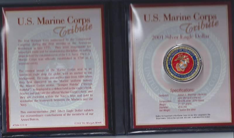 lot 1980 image: US Marine Tribute Silver Round wCOA