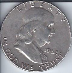 lot 1305 image: 1962 Benjamin Franklin Silver Half Dollar