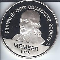 lot 1311 image: 1976 Franklin Mint Collector Society Coin 925 Silver