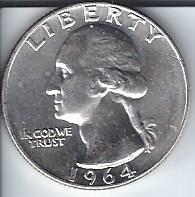 lot 1313 image: 1964 Washington Quarter