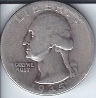 lot 1316 image: 1945 Silver Quarter