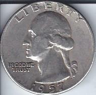 lot 1318 image: 1957 Silver Quarter
