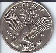 lot 1319 image: Silver Issue 2Gr Fine Silver .999 Not a Coin