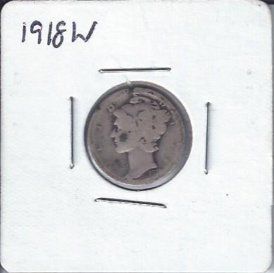 lot 1321 image: 1918 Silver Barber Dime